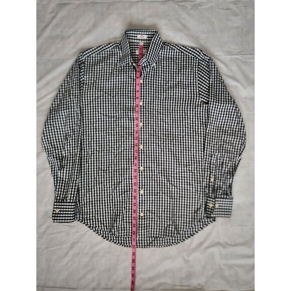 Peter Millar Crown Soft Black/White Plaid Cotton-Silk Button-Down Shirt Medium - Picture 10 of 10
